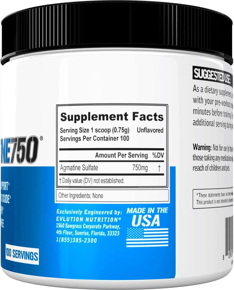 High Strength Agmatine Sulfate Powder for Muscle Growth and Performance - Unflavored Supplement for Intense Pumps and Recovery