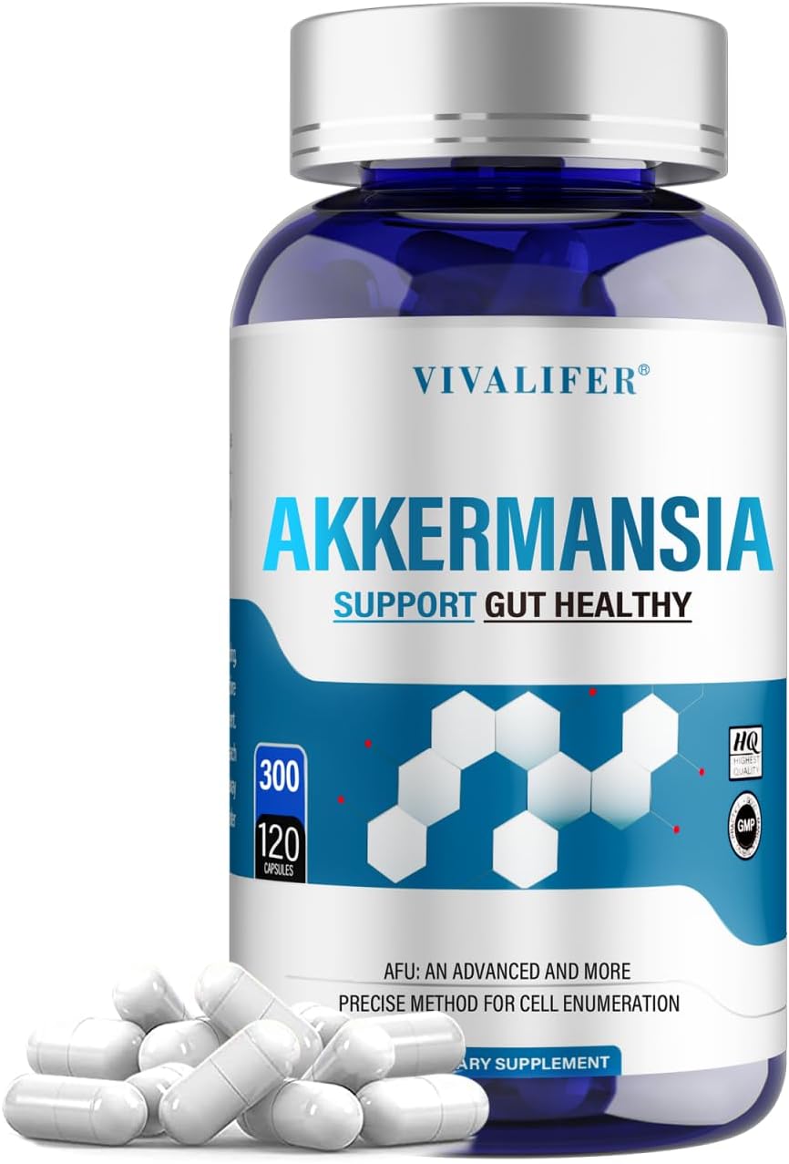 High Strength Akkermansia Probiotic Supplement - 300 Billion AFU Live Strain - Supports Gut & Immune Health - Increases GLP-1 Production - 120 Capsules