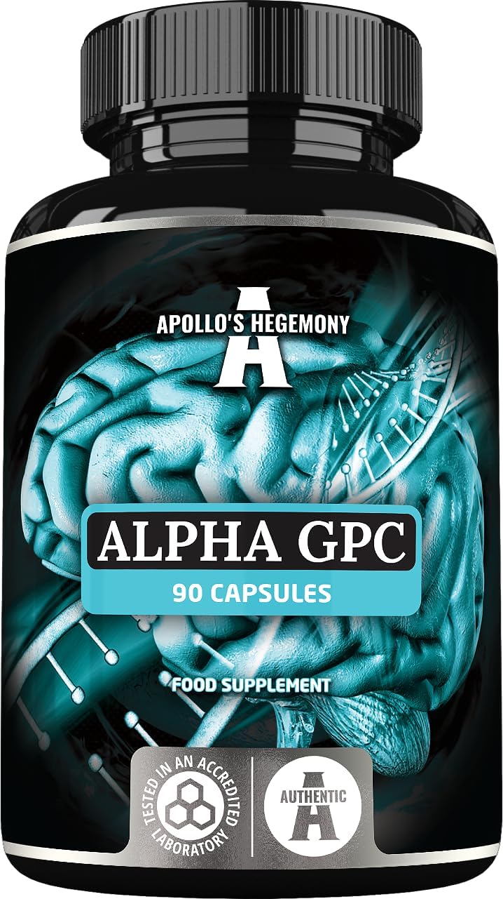 High Strength Alpha-GPC 600mg - 90 Vegan Choline Capsules for Memory and Concentration - 99% Choline Alfoscerate Dietary Supplement