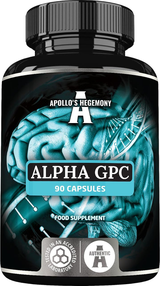 High Strength Alpha-GPC 600mg - 90 Vegan Choline Capsules for Memory and Concentration - 99% Choline Alfoscerate Dietary Supplement