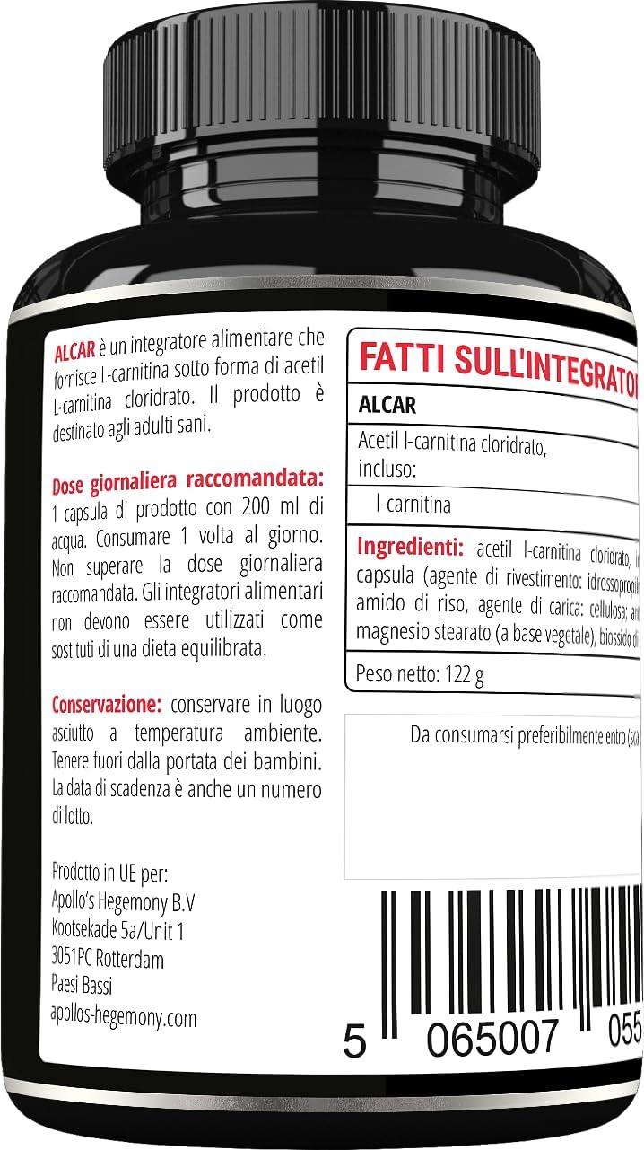 High Strength Apollo's Hegemony Acetyl L-Carnitine HCL 550 mg Capsules for Cognitive Function & Energy - 5 Month Supply