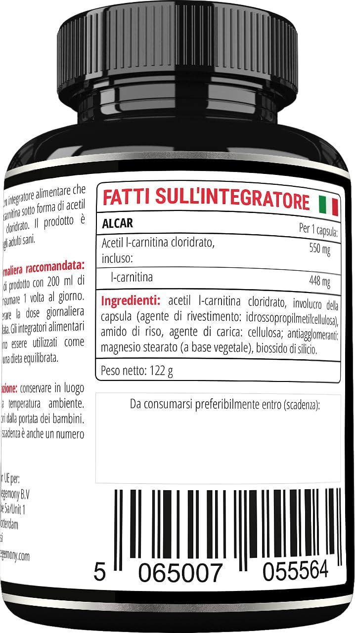 High Strength Apollo's Hegemony Acetyl L-Carnitine HCL 550 mg Capsules for Cognitive Function & Energy - 5 Month Supply