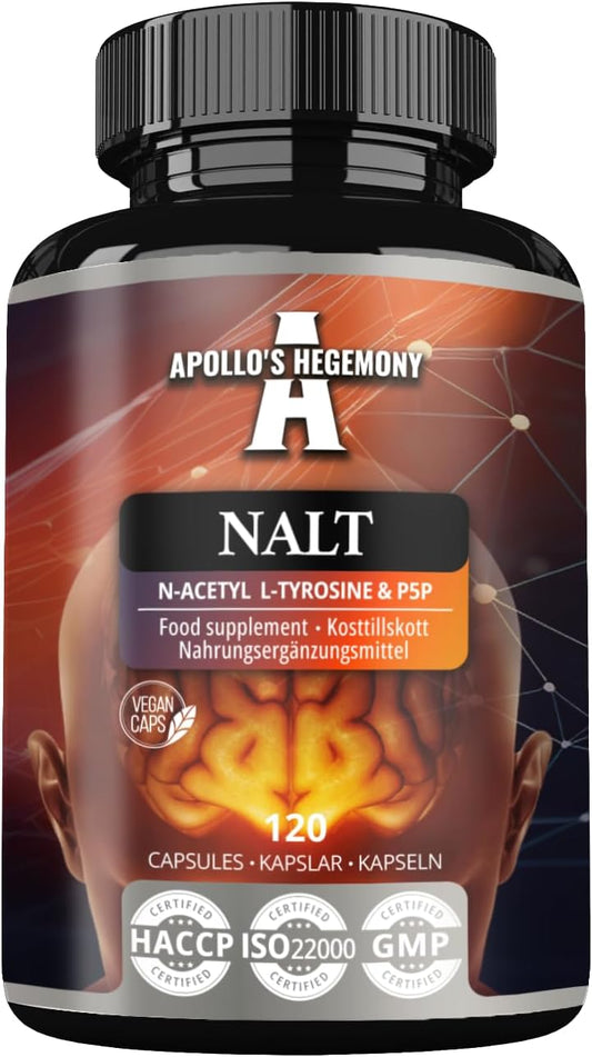 High Strength Apollo's Hegemony N-Acetyl-L-Tyrosine and Vitamin B6 Capsules - Cognitive Booster - 4 Month Supply