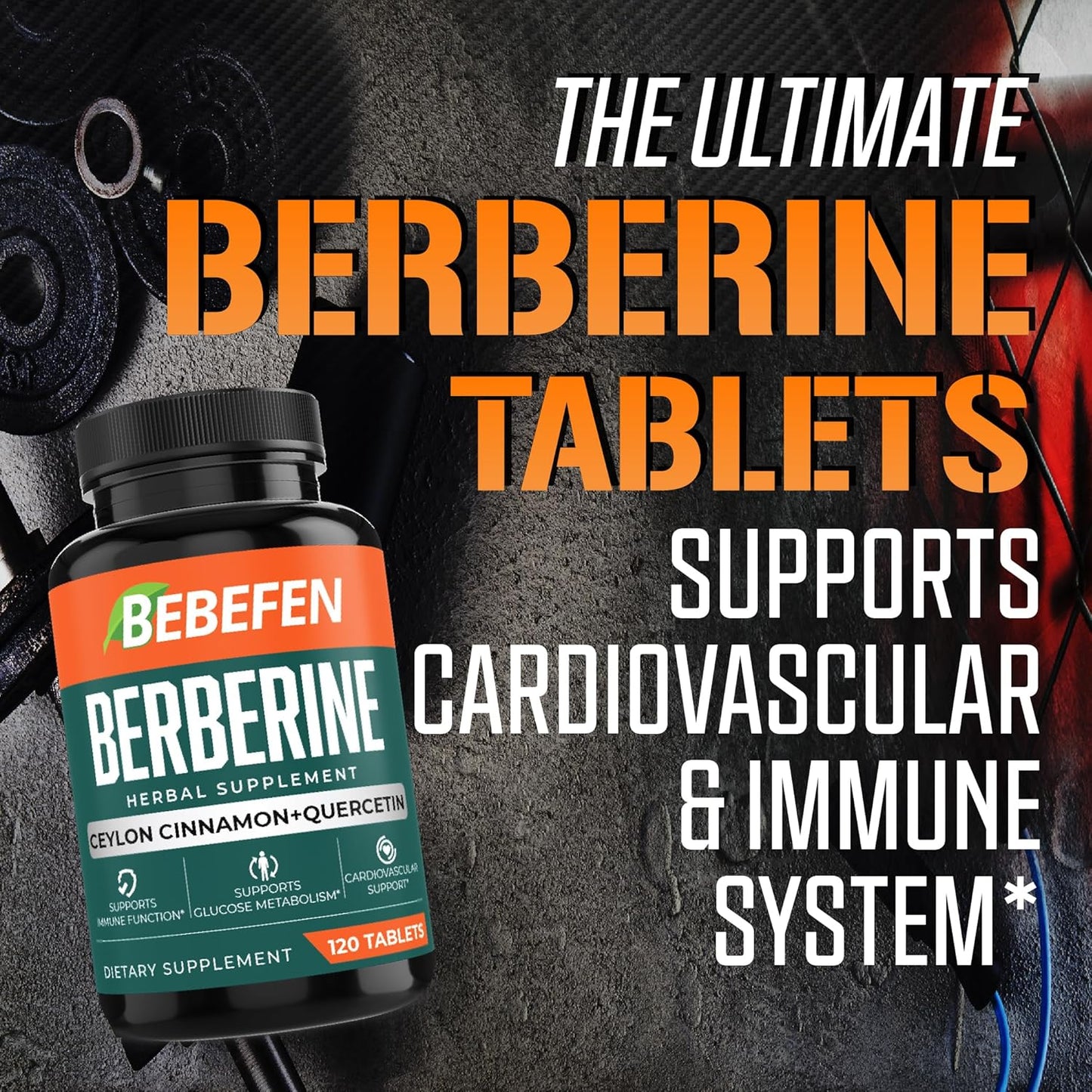 High Strength Berberine Supplement with Ceylon Cinnamon & Quercetin - 1900mg Per Serving - Cardiovascular, Gastrointestinal, and Immune Support - 120 Tablets