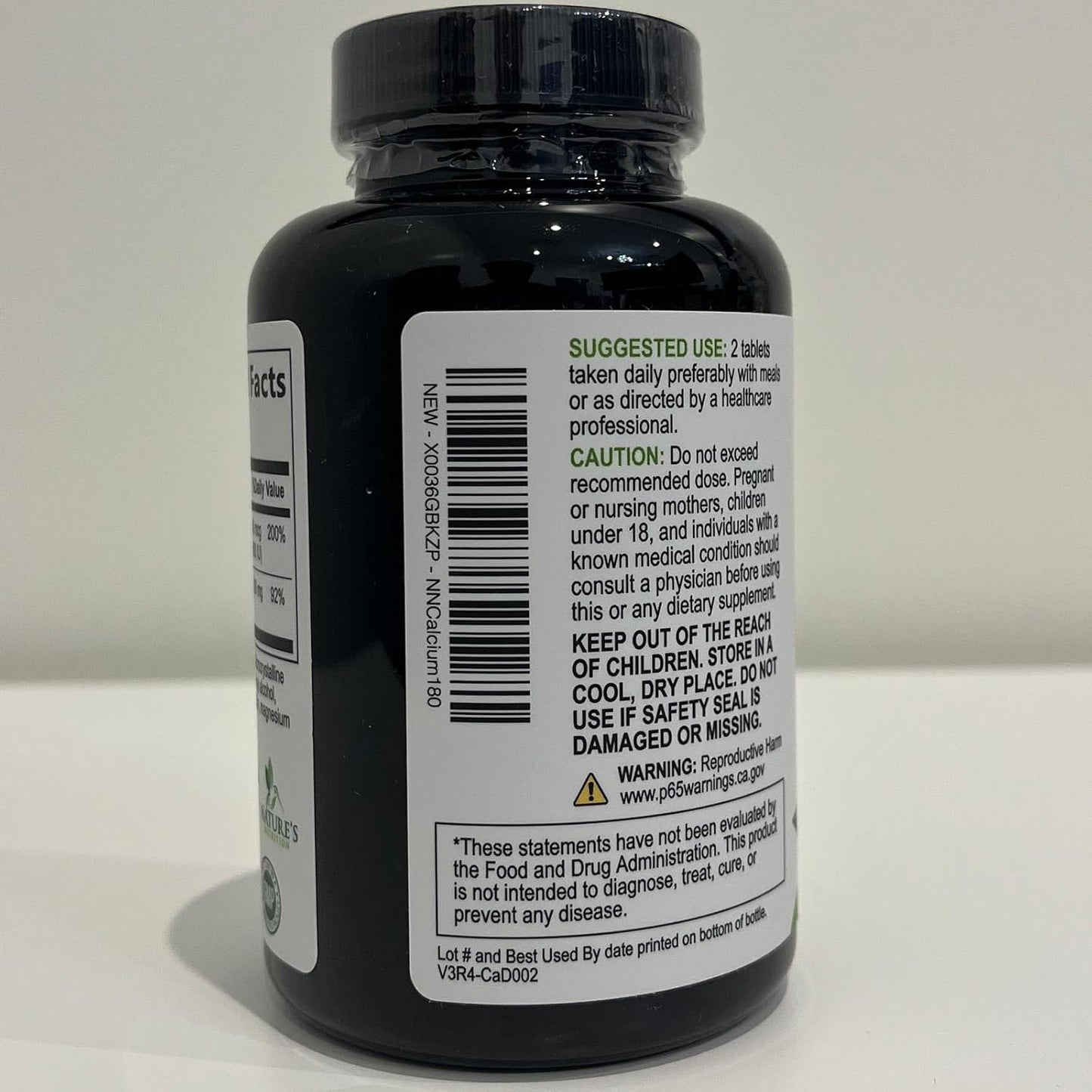 High Strength Calcium 1200mg with Vitamin D3 for Bone & Teeth Health - 180 Tablets, Natural Calcium Supplement for Women & Men