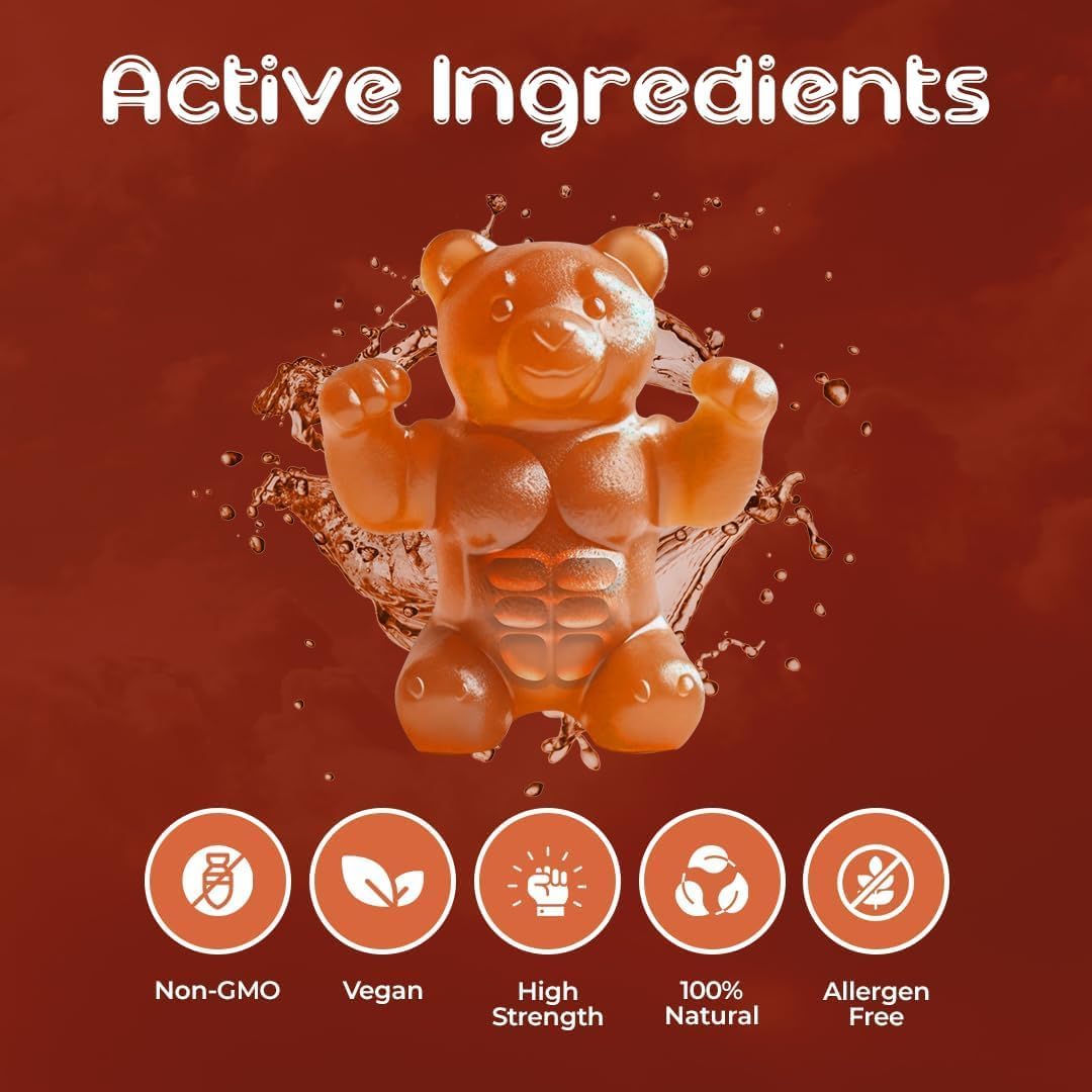 High Strength Creatine Gummies for Muscle Recovery | 5000mg per Serving | Sugar-Free, Gluten-Free & Halal | Peach Flavor | Pack of 90 Gummies for Men & Women