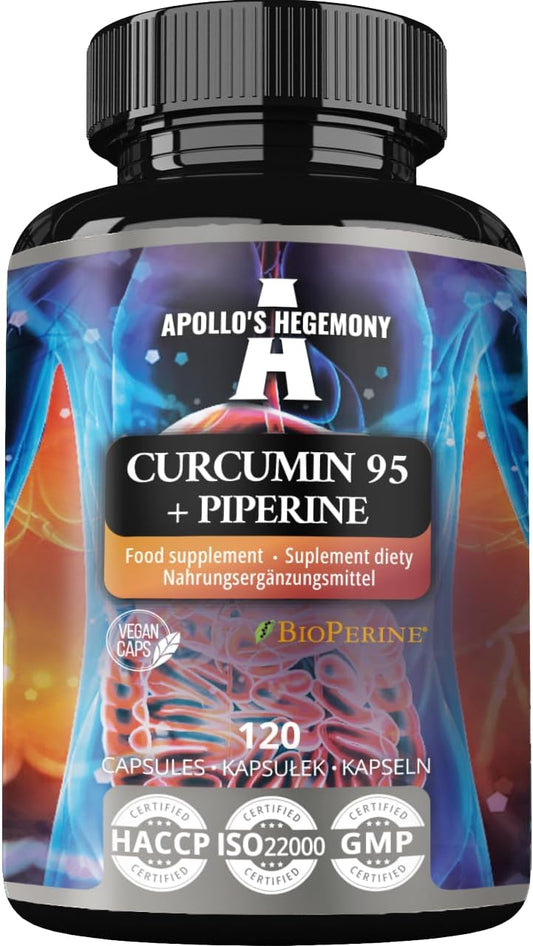 High Strength Curcumin 95 + Piperine Capsules, 302mg per Dose, 120 Vegan Capsules, 4 Month Supply