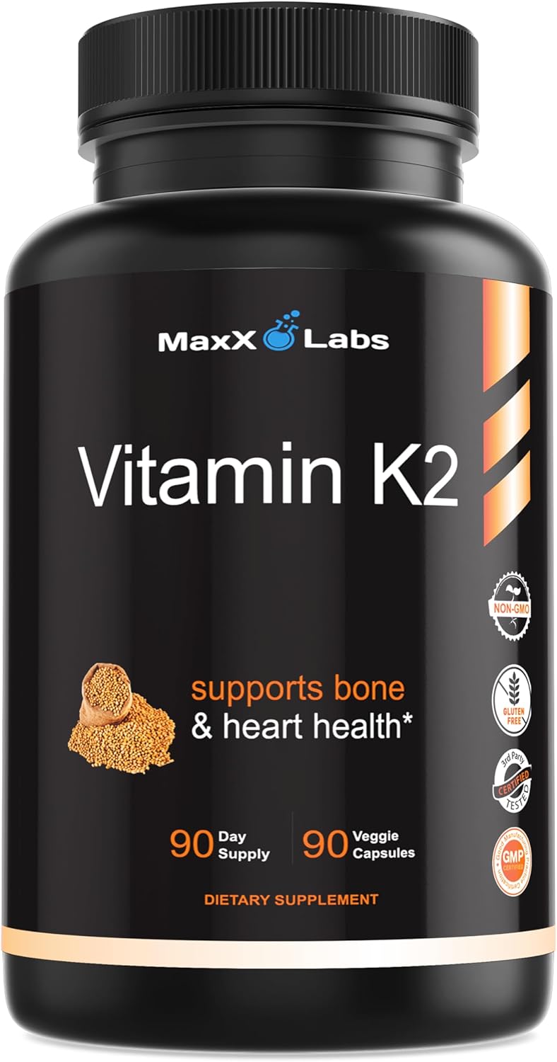 High Strength Full Spectrum Vitamin K2 Supplement with Vitamin D - 600mcg K2 MK7 & MK4 - Bone Health Support - 90 Capsules