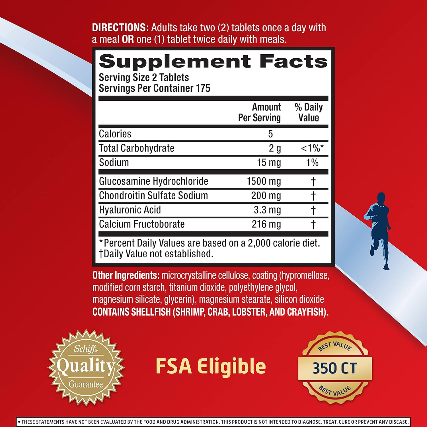 High Strength Glucosamine and Chondroitin Tablets for Joint Health - 1500mg per Serving (350 Count) - Supports Mobility, Flexibility, and Comfort