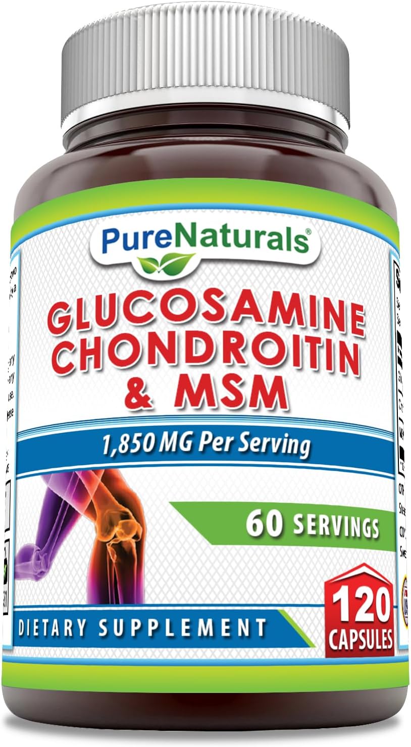 High Strength Glucosamine Chondroitin & MSM Supplement | 1850 Mg | 120 Capsules | Non-GMO & Gluten-Free | Made in USA