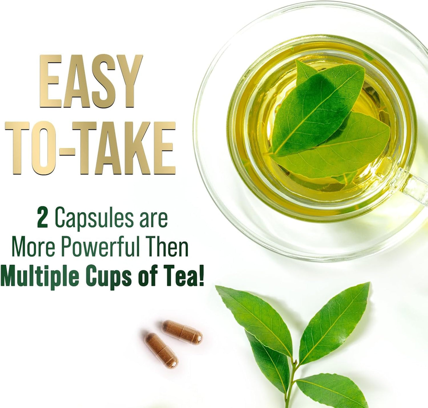 High Strength Green Tea Extract Capsules - 1000mg with 98% EGCG - Natural Energy Boost & Heart Support - 240 Capsules