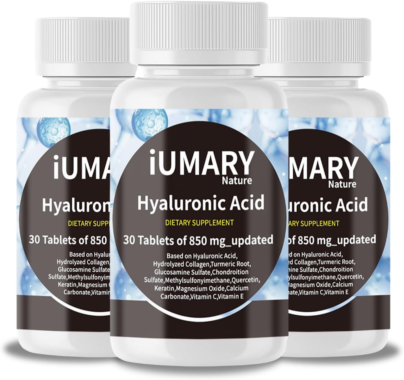 High Strength Hyaluronic Acid Supplements for Skin and Joint Health - 850mg, 90 Tablets