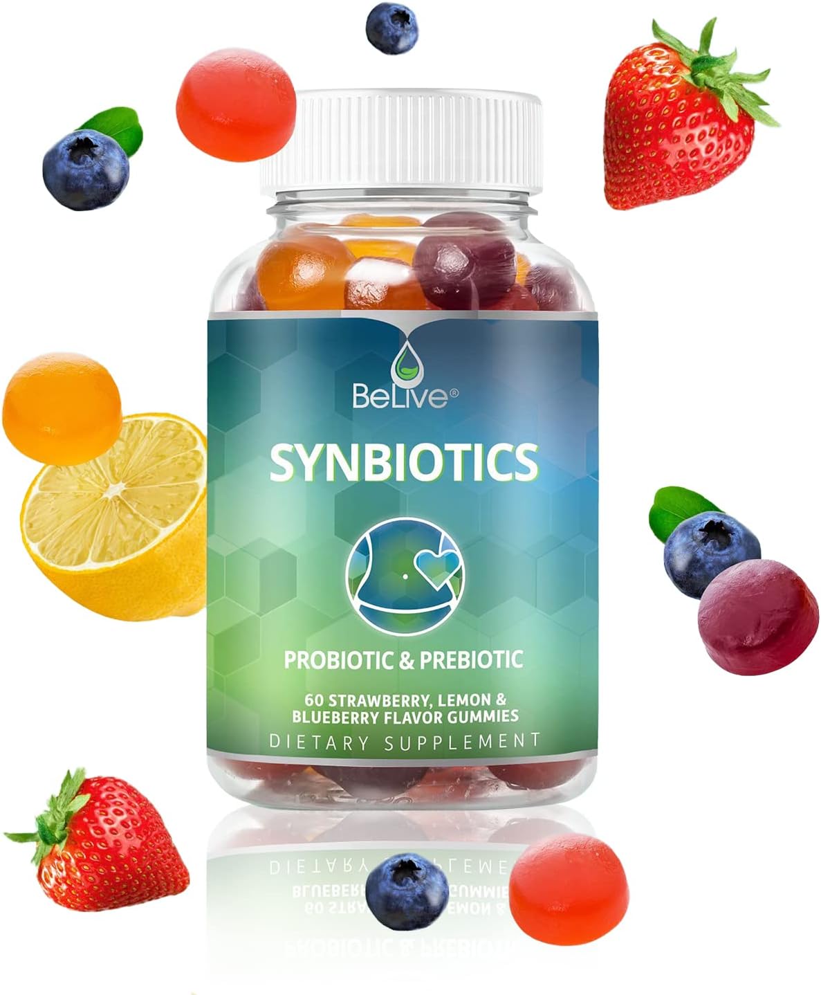 High Strength Inulin Probiotic & Prebiotic Fiber Gummies - Digestive Support for Kids & Adults - Strawberry, Lemon, Blueberry | 3-Pack