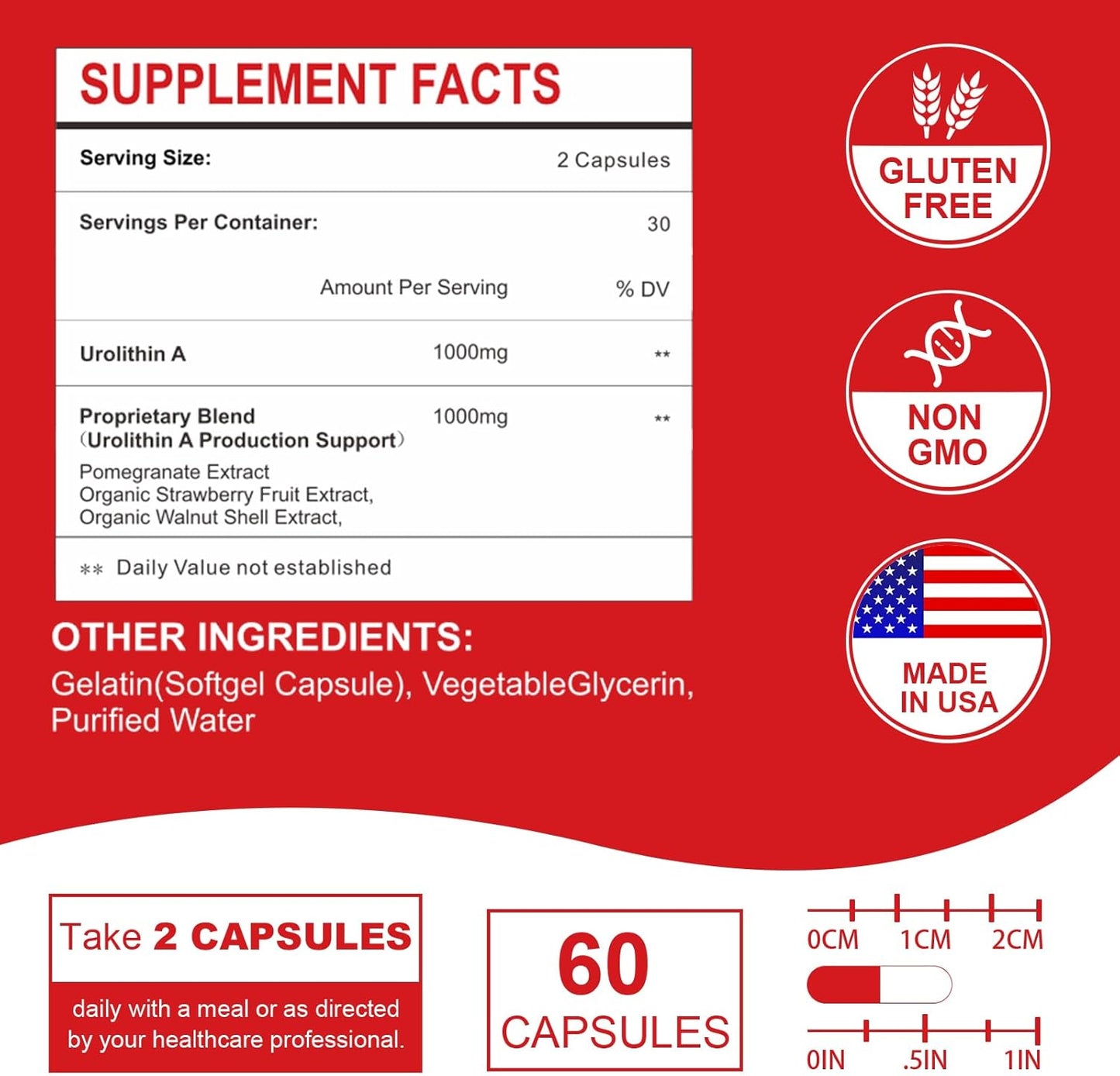 High Strength Liposomal Urolithin A Supplement for Energy - 2000MG, 180 Capsules