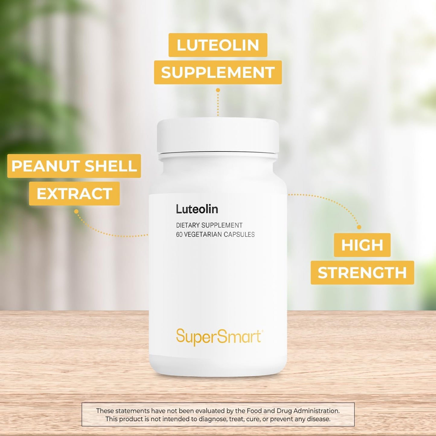 High Strength Luteolin 100mg Daily Supplement - 3 Pack - Bioactive Flavonoid, Non-GMO, Gluten Free - 180 Vegetarian Capsules