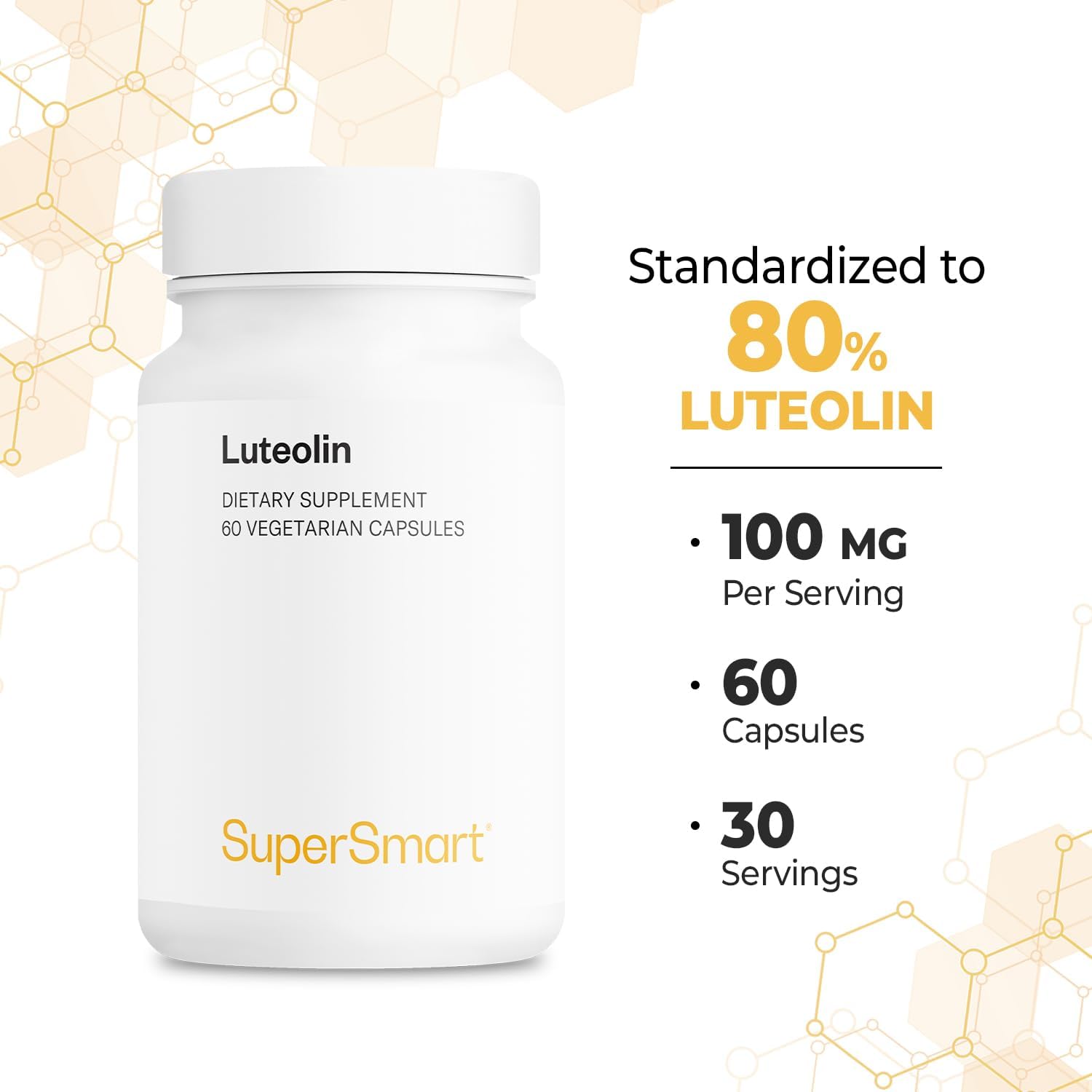 High Strength Luteolin 100mg Daily Supplement - 3 Pack - Bioactive Flavonoid, Non-GMO, Gluten Free - 180 Vegetarian Capsules