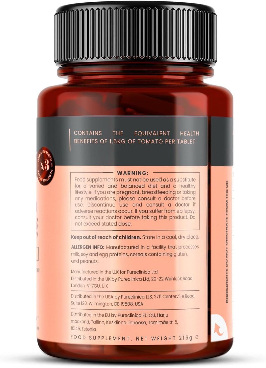 High Strength Lycopene Supplement 50mg x 180 Tablets - 6 Month Supply - 300% Stronger Than Regular Tablets