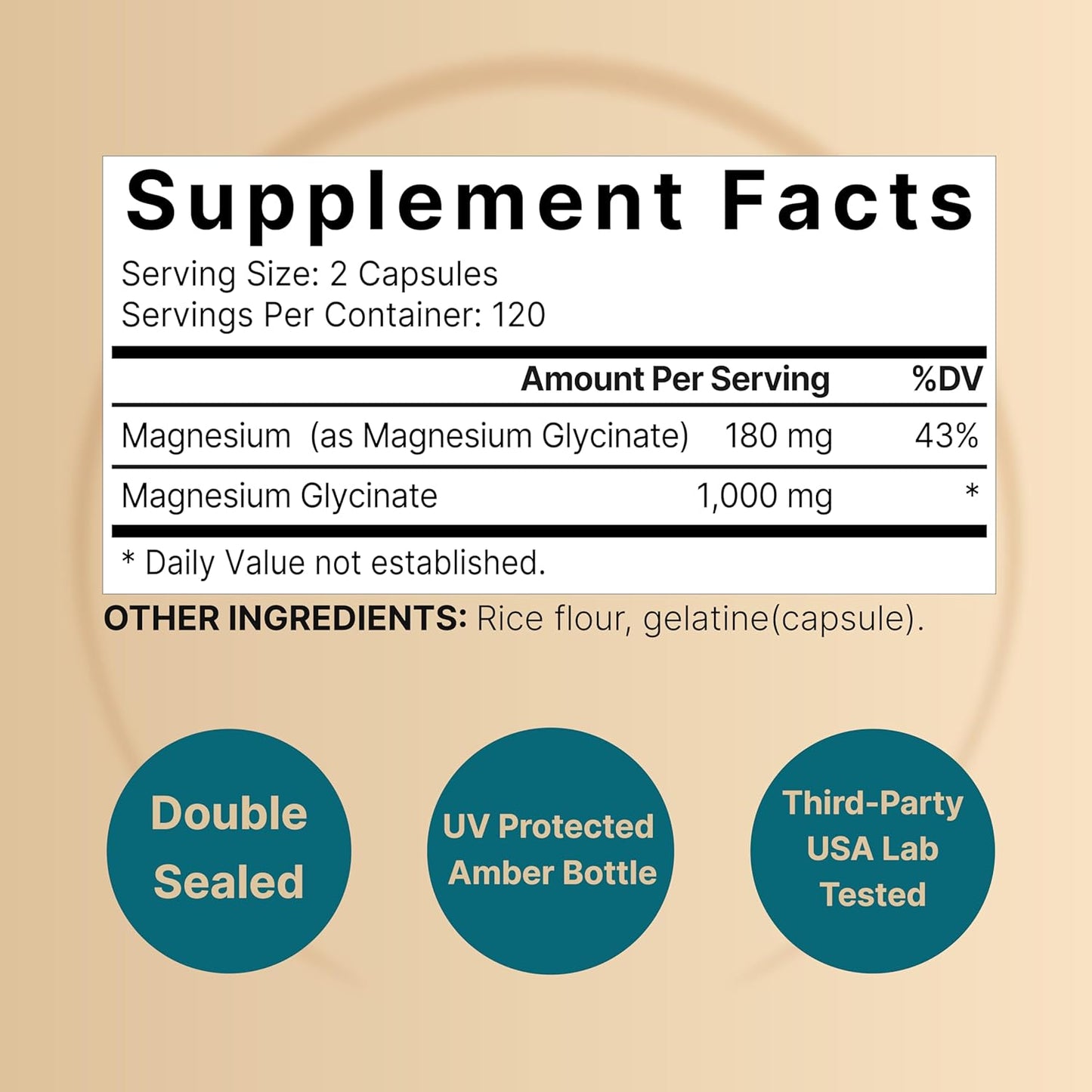 High Strength Magnesium Glycinate Supplement 1000mg | 240 Capsules, 500mg Each | Chelated & Non-GMO Formula - Gluten Free