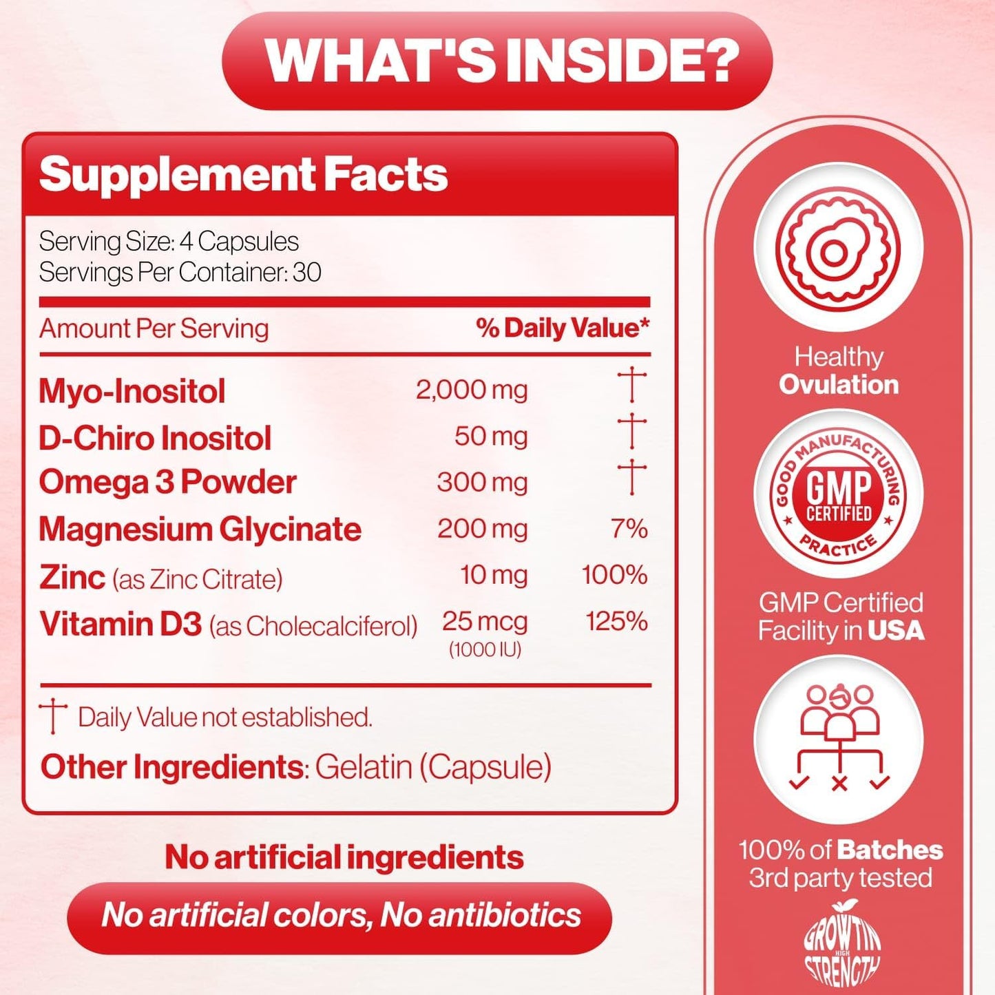 High Strength Myo-Inositol & D-Chiro Inositol Supplement for Women - Hormone Balance, Mood Support & Energy Boost - Growtin Happy Hormones