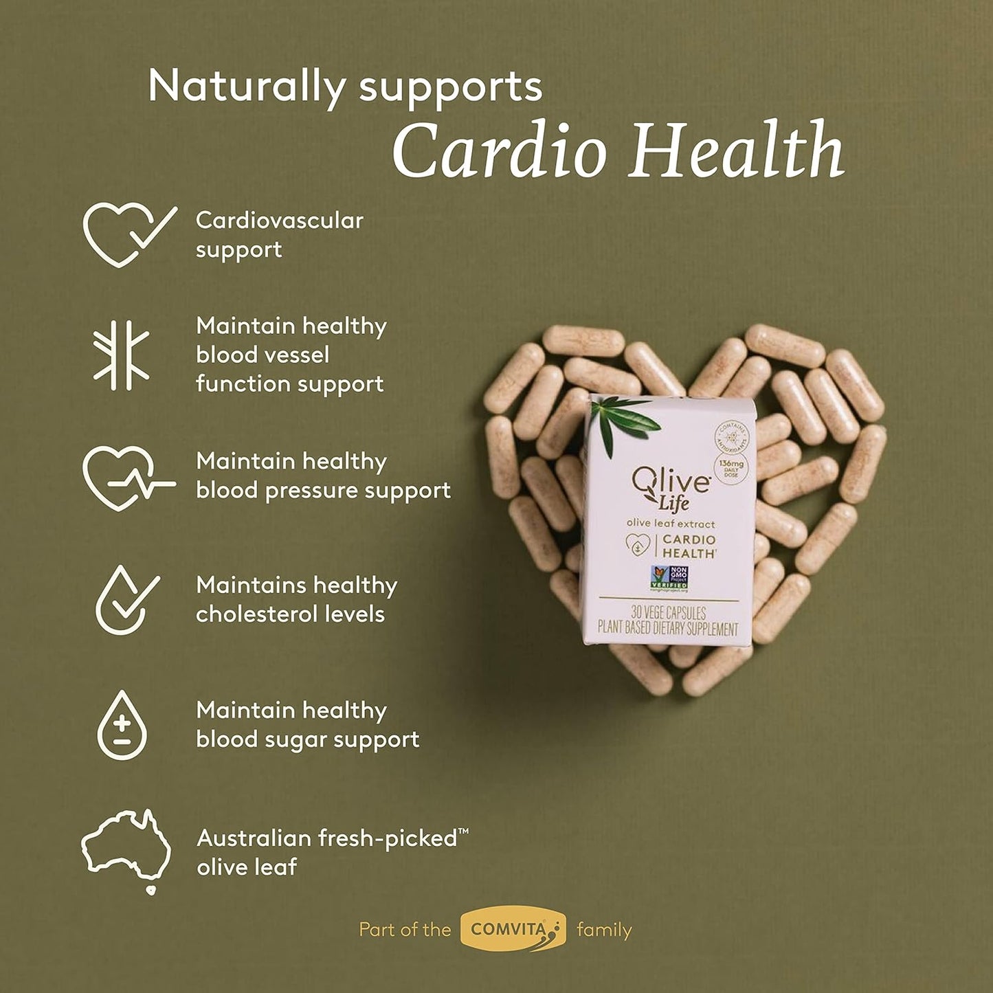 High Strength Natural Olive Leaf Extract Vegetable Capsules - 30 Count, Rich in Oleuropein & Polyphenols