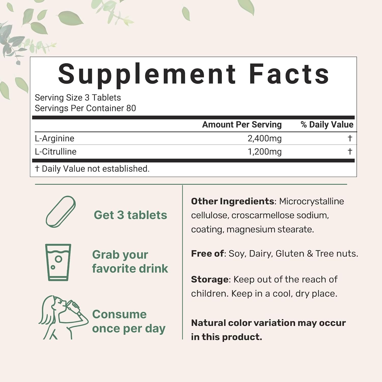 High Strength Nitric Oxide Supplement 3,600mg 240 Tablets | L-Arginine + L-Citrulline Complex for Muscle, Energy, Heart Health | Non-GMO, Gluten Free