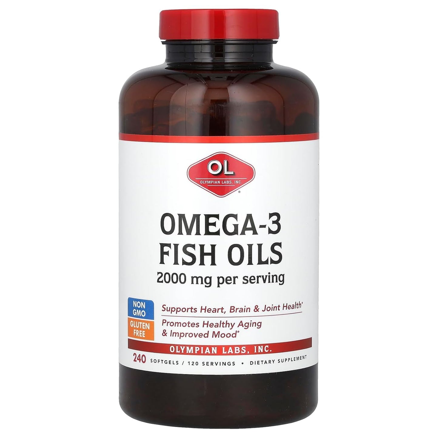 High Strength Omega-3 Fish Oil Softgels - 2,000 mg (240 Softgels) - Pharmaceutical Grade Omega 3 Supplement