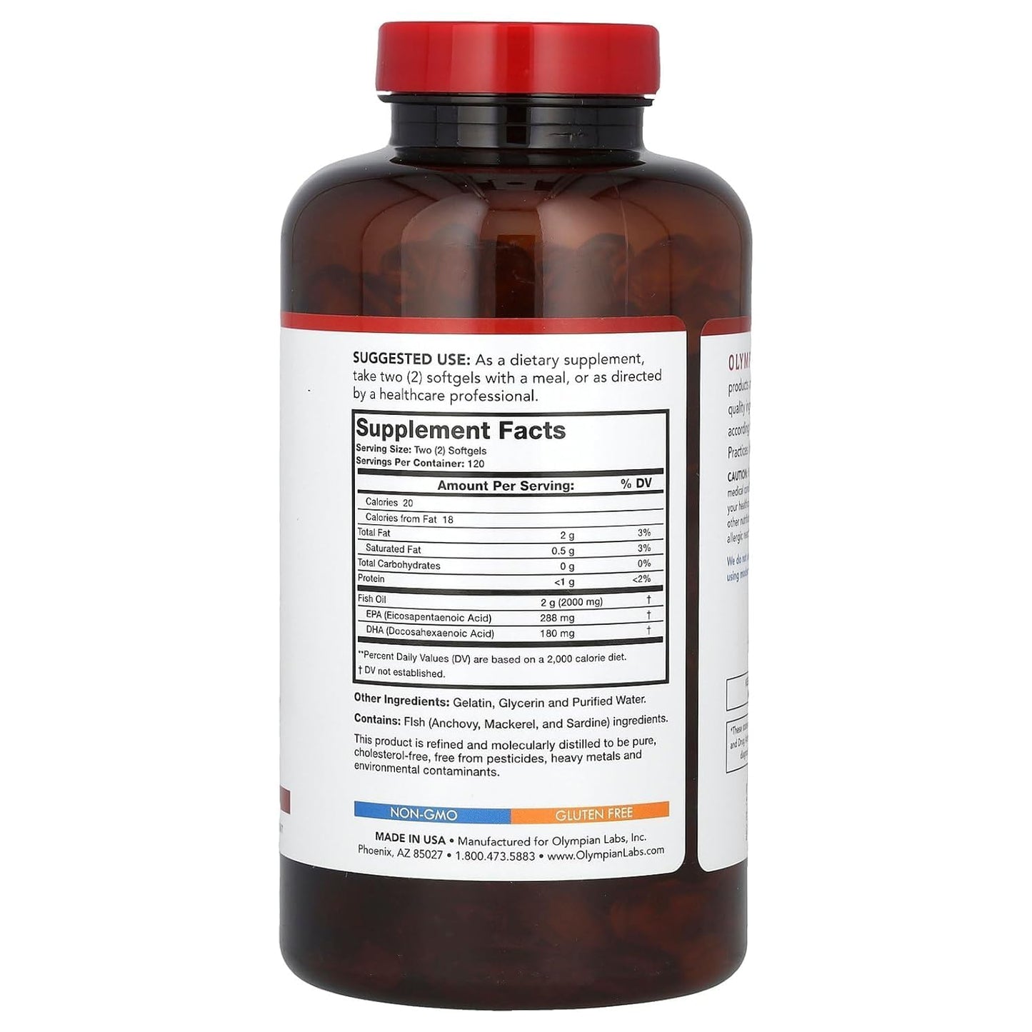 High Strength Omega-3 Fish Oil Softgels - 2,000 mg (240 Softgels) - Pharmaceutical Grade Omega 3 Supplement