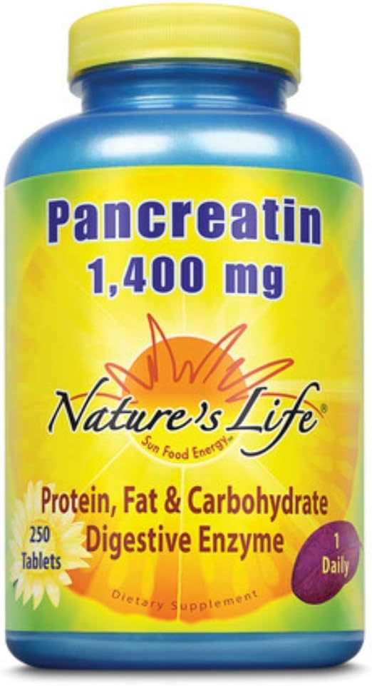 High Strength Pancreatin Enzyme Supplement | 250 Count Bottle by Nature's Life