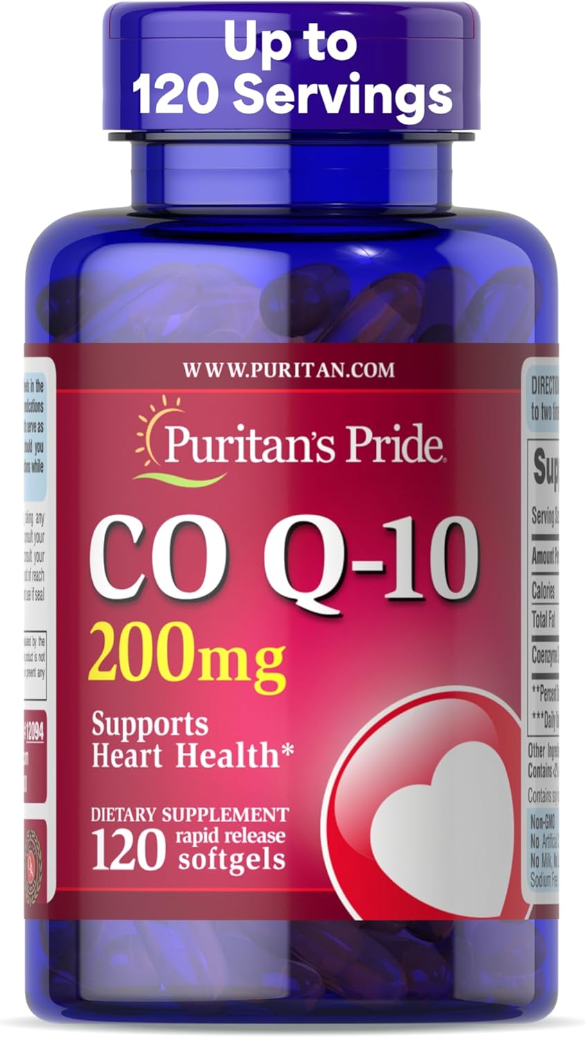 High Strength Q-Sorb CoQ10 200mg Softgels for Heart Health - 120 Count by Puritan's Pride