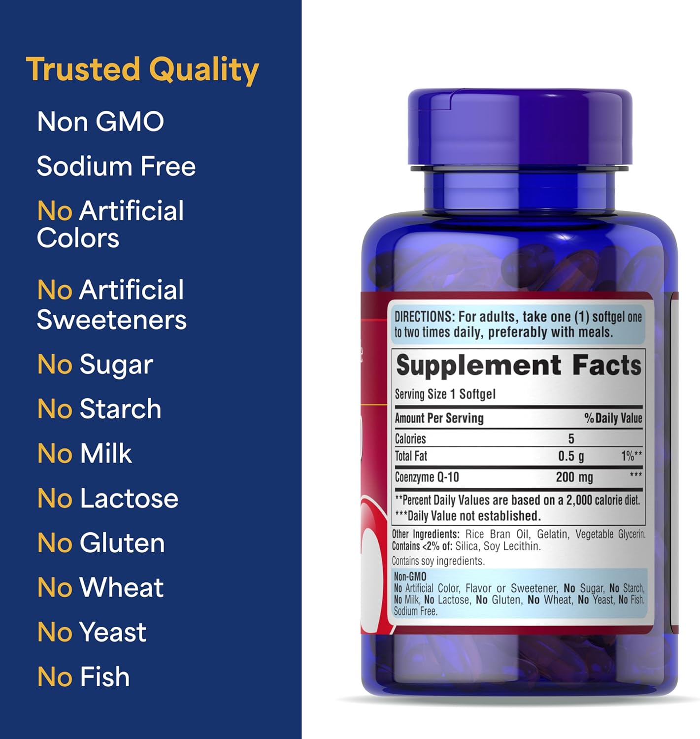High Strength Q-Sorb CoQ10 200mg Softgels for Heart Health - 120 Count by Puritan's Pride