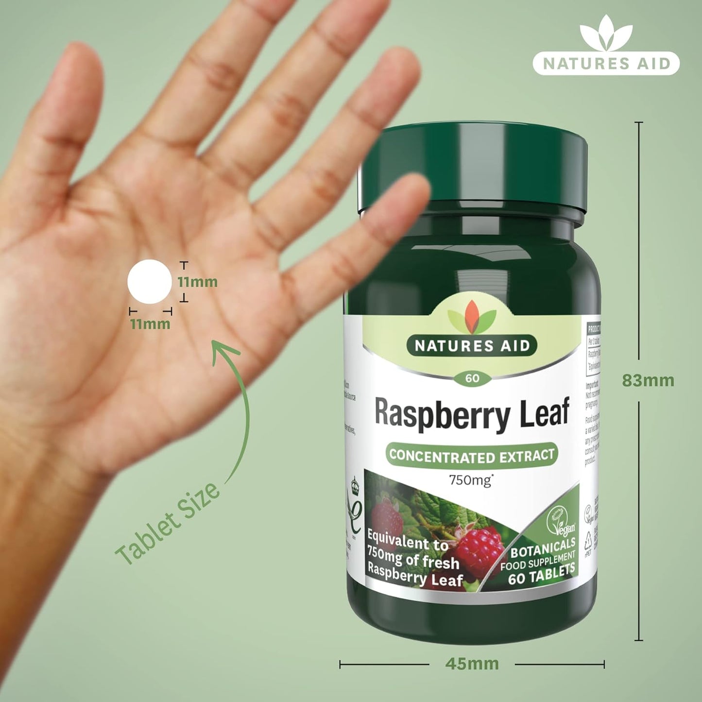 High Strength Raspberry Leaf Tablets 750Mg - 60 Count by Natures Aid