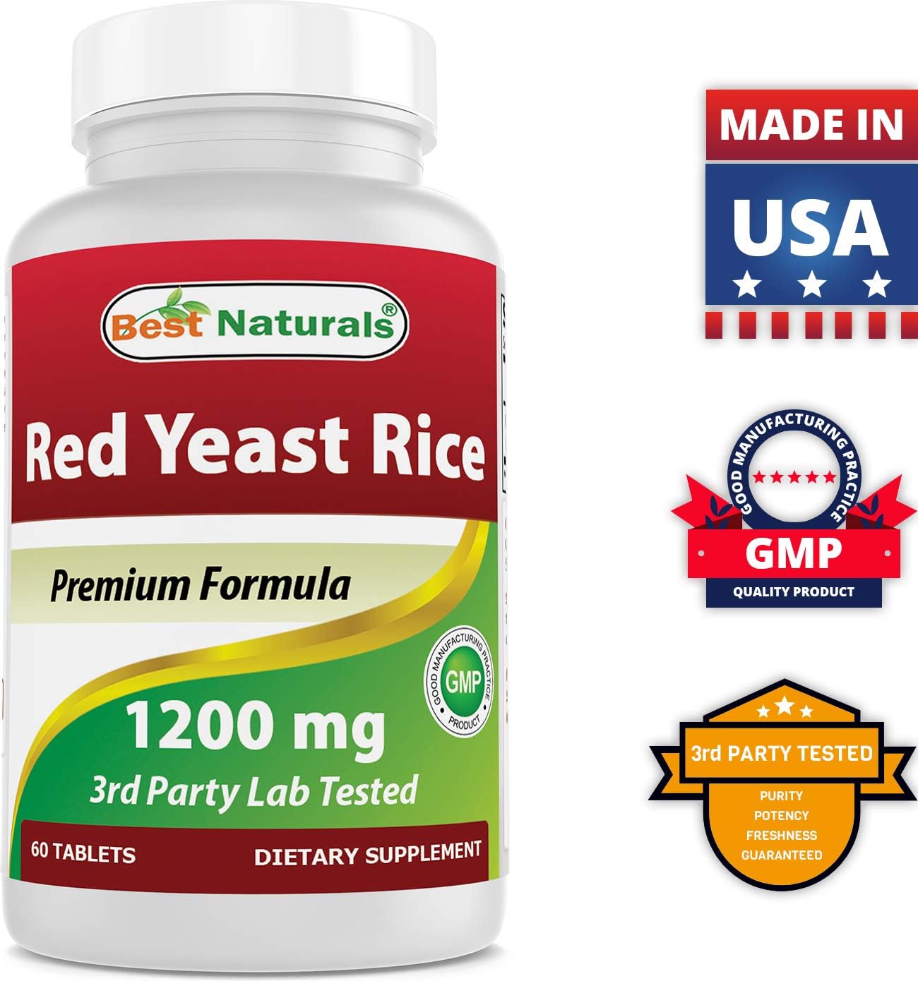 High Strength Red Yeast Rice & COQ10 Supplement - 1200mg & 100mg Capsules