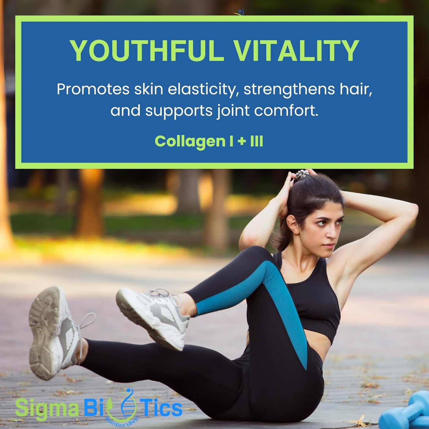 High-Strength Sigma Biotics Collagen Peptides Capsules for Hair, Skin, Nails, and Joints - 3000 mg - Type I & III - 120 Pills