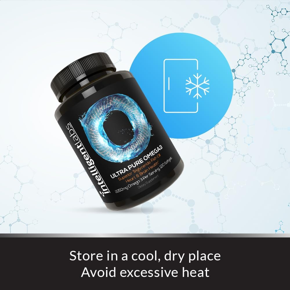 High Strength Triglyceride Omega-3 Fish Oil Capsules | 2250mg per Serving | Burpless | Cardiovascular, Brain, Joint, Eye Support | 120 Softgels