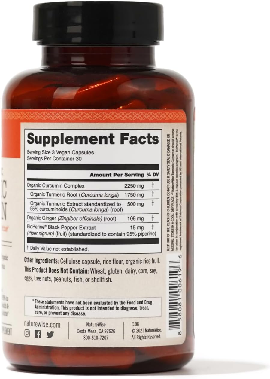 High Strength Turmeric Curcumin 2250mg with BioPerine for Joint & Immune Health - Vegan, Non-GMO - 90 Capsules