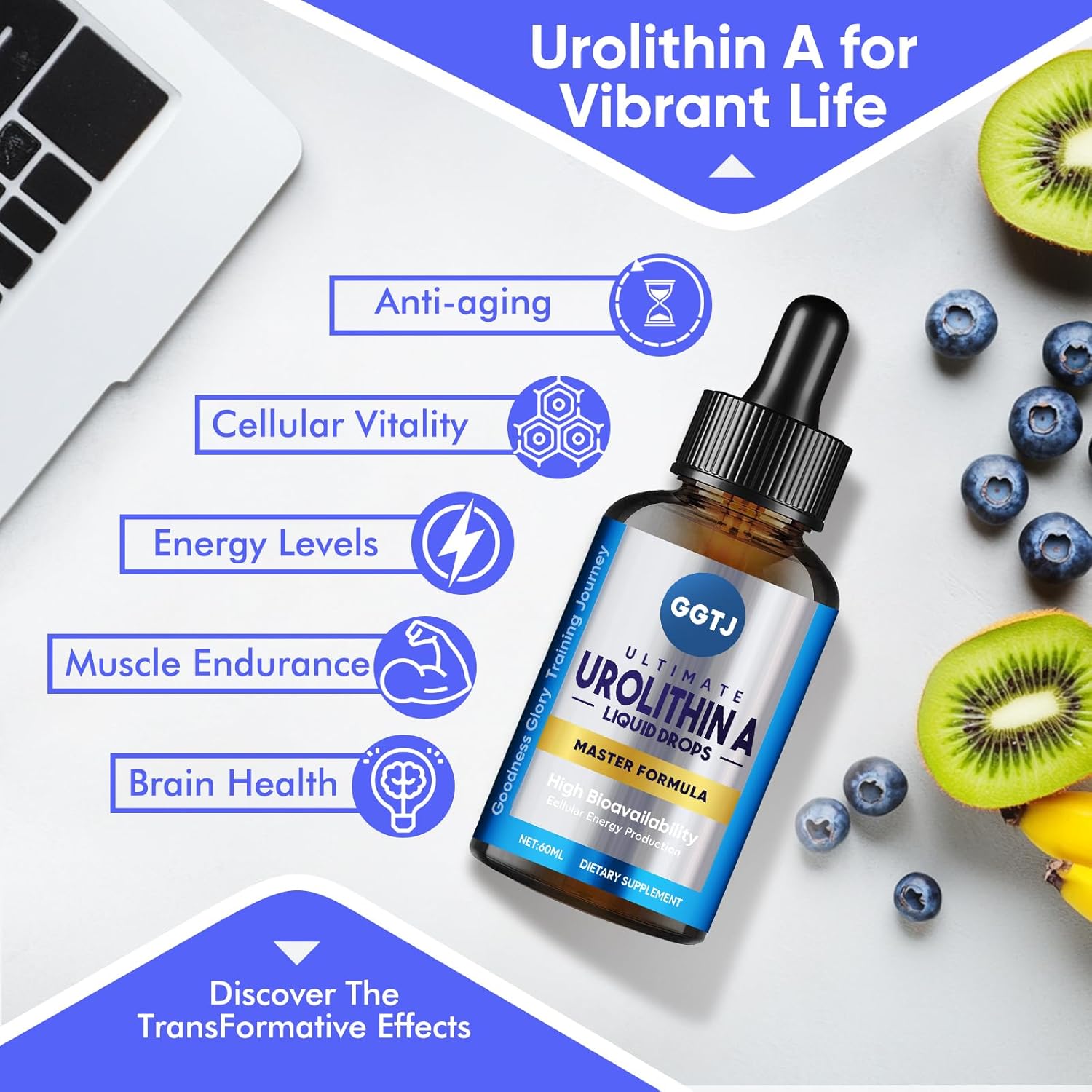 High Strength Urolithin A Supplement with Pomegranate Extract - 3000mg, Antioxidants for Healthy Aging & Mitochondrial Support