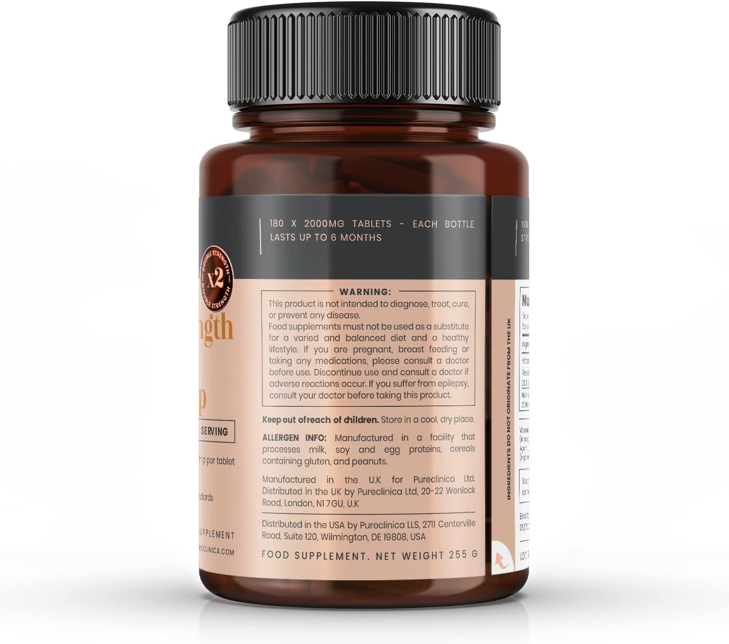 High Strength Vitamin C & Rosehip Tablets - 2000mg (1000mg VIT C & 1000mg Rosehip Extract) x 180 - 6 Month Supply