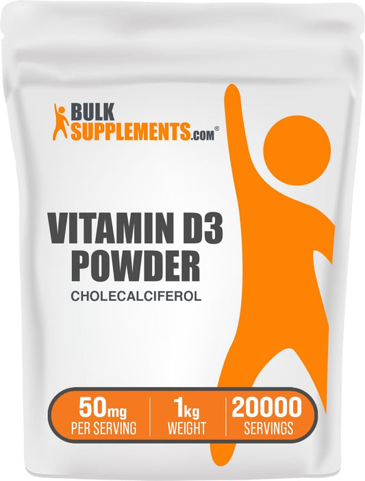 High Strength Vitamin D3 Powder - 5000 IU Cholecalciferol Supplement, Gluten Free, 1kg (2.2 lbs) - Bulk Size