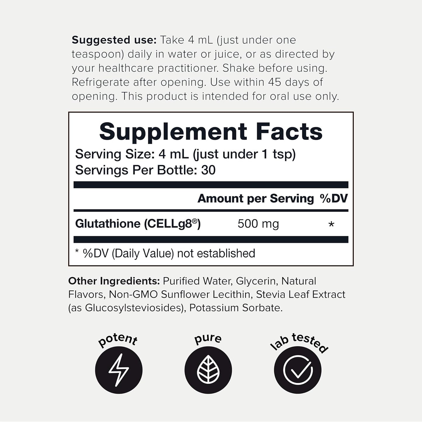 High Strength Wild Berry Flavored Liposomal Glutathione Liquid - 4 fl oz - Lab Tested for Enhanced Absorption - Third-Party Tested for Quality