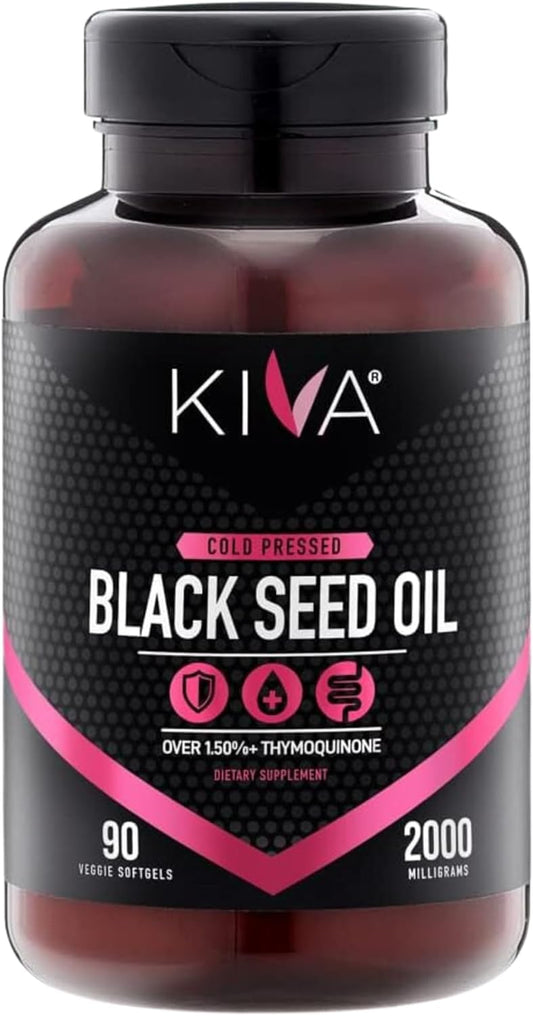 High Thymoquinone Black Seed Oil Softgel Capsules - Cold-Pressed 2000mg, 100% Turkish Nigella Sativa Seed Oil, 90 Vegan Softgels