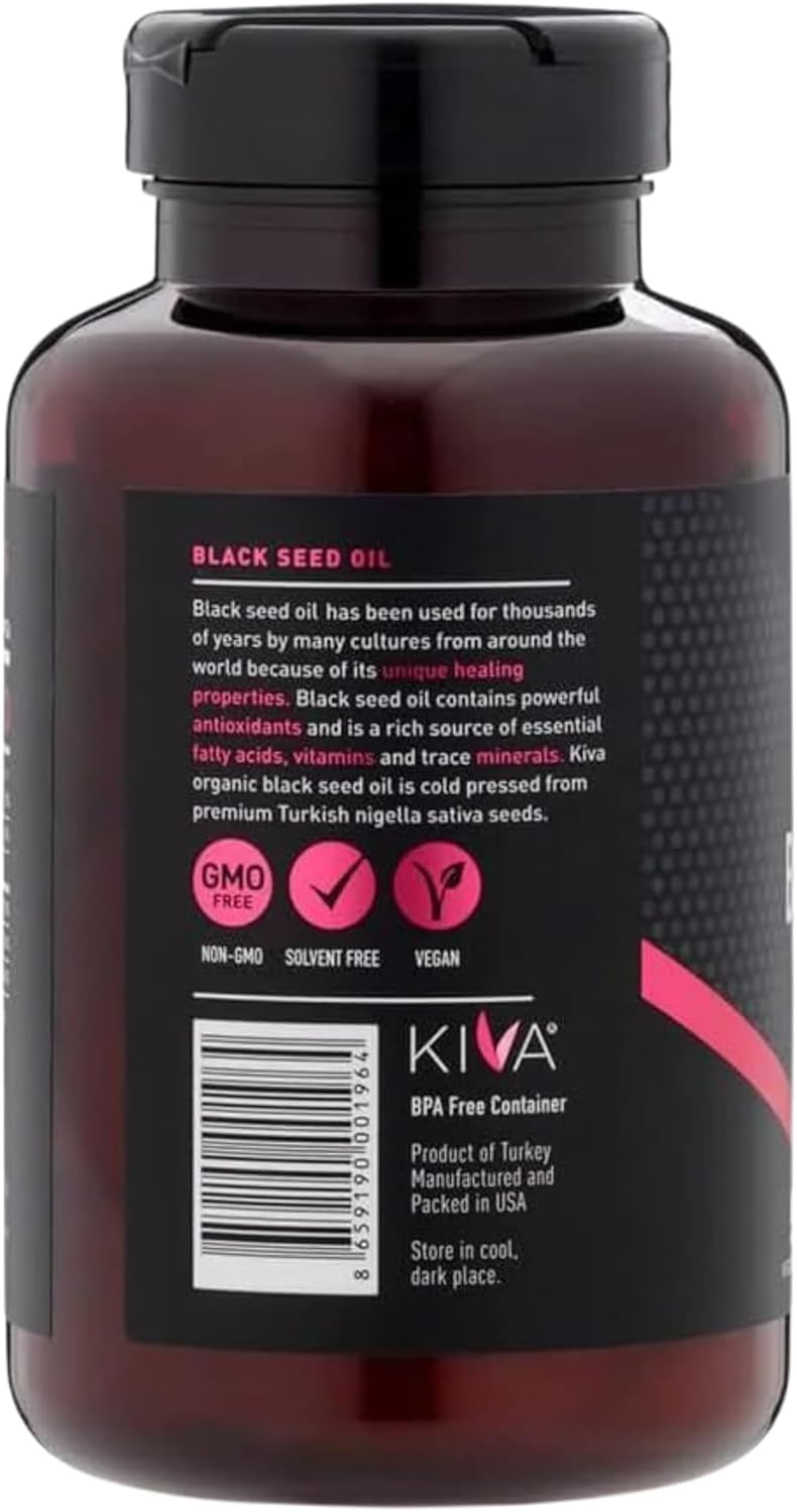 High Thymoquinone Black Seed Oil Softgel Capsules - Cold-Pressed 2000mg, 100% Turkish Nigella Sativa Seed Oil, 90 Vegan Softgels