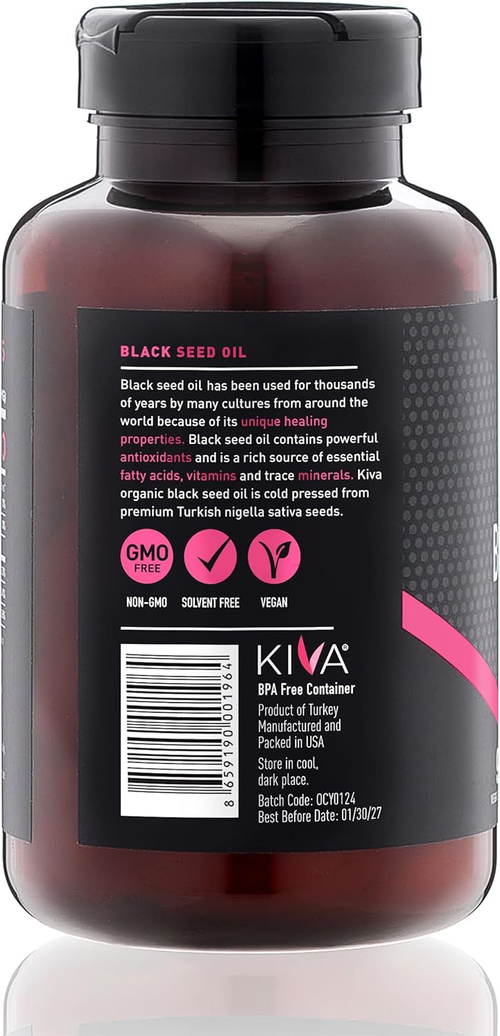 High Thymoquinone Black Seed Oil Softgel Capsules - Cold-Pressed 2000mg, 100% Turkish Nigella Sativa Seed Oil, 90 Vegan Softgels