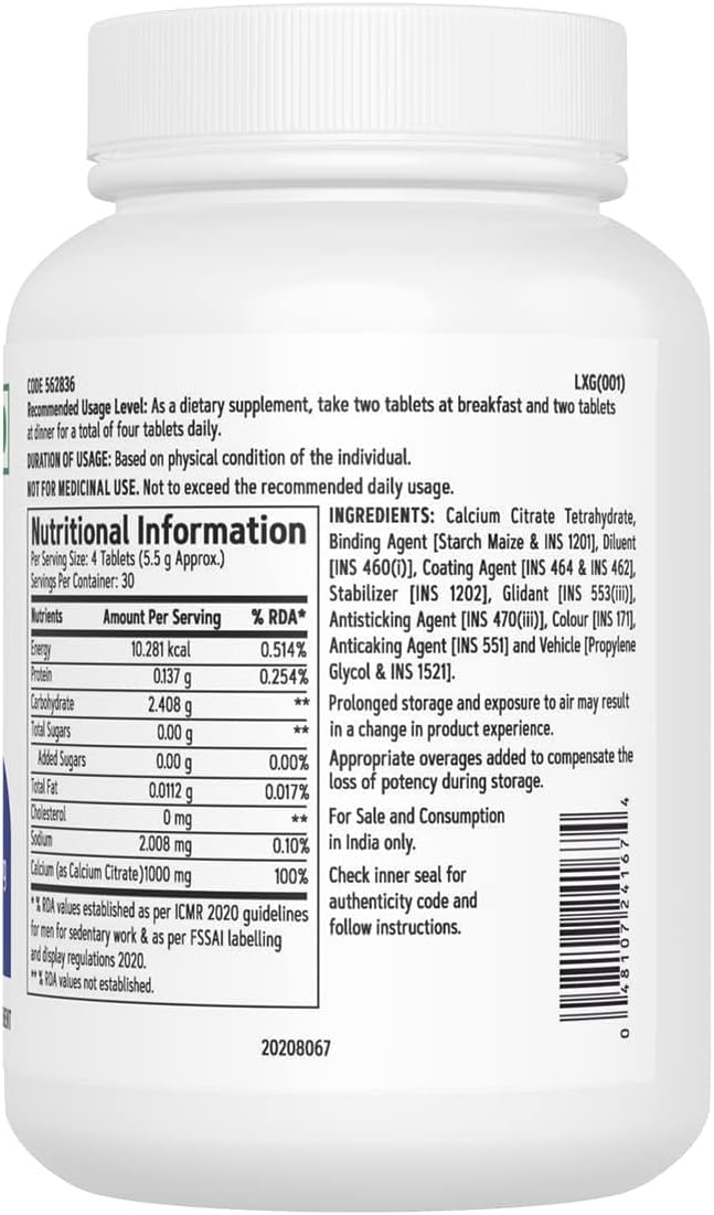 Highly Absorbable Calcium Supplement | Enhances Bone Density & Strength | Fights Age-Related & Postmenopausal Bone Loss | Supports Muscle Health | 120 Tablets