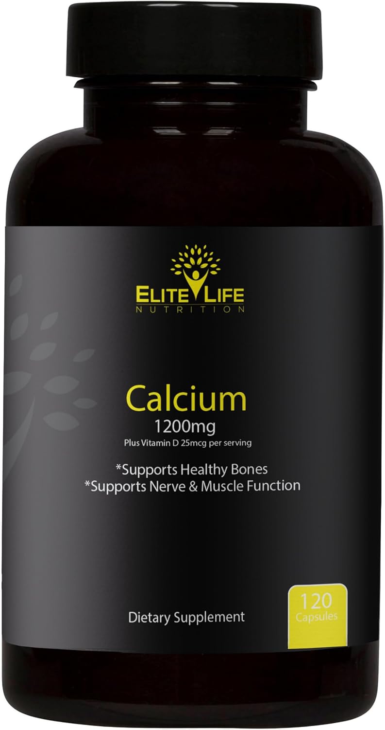 Highly Absorbable Calcium Supplement with Vitamin D - 1200mg Calcium Carbonate Capsules for Men and Women - Pure and Natural Bone Health Support
