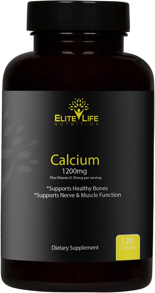 Highly Absorbable Calcium Supplement with Vitamin D - 1200mg Calcium Carbonate Capsules for Men and Women - Pure and Natural Bone Health Support