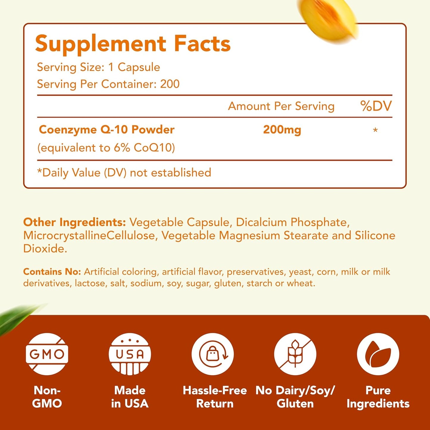 Highly Absorbable CoQ10 Supplement for Heart Health and Energy Support - 200mg Coenzyme Q10 Capsules - Antioxidant Formula - Non-GMO - 400 Servings