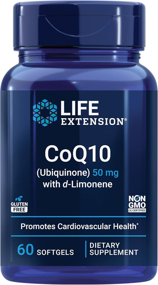 Highly Absorbable CoQ10 Supplement with d-Limonene for Heart Health and Energy Support - 50mg, 60 Softgels, Non-GMO, Gluten-Free