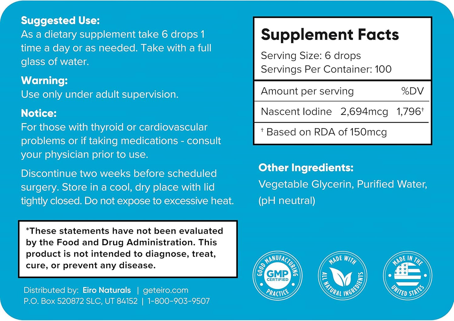 Highly Absorbable EIRO Nascent Iodine Drops for Optimal Thyroid Support