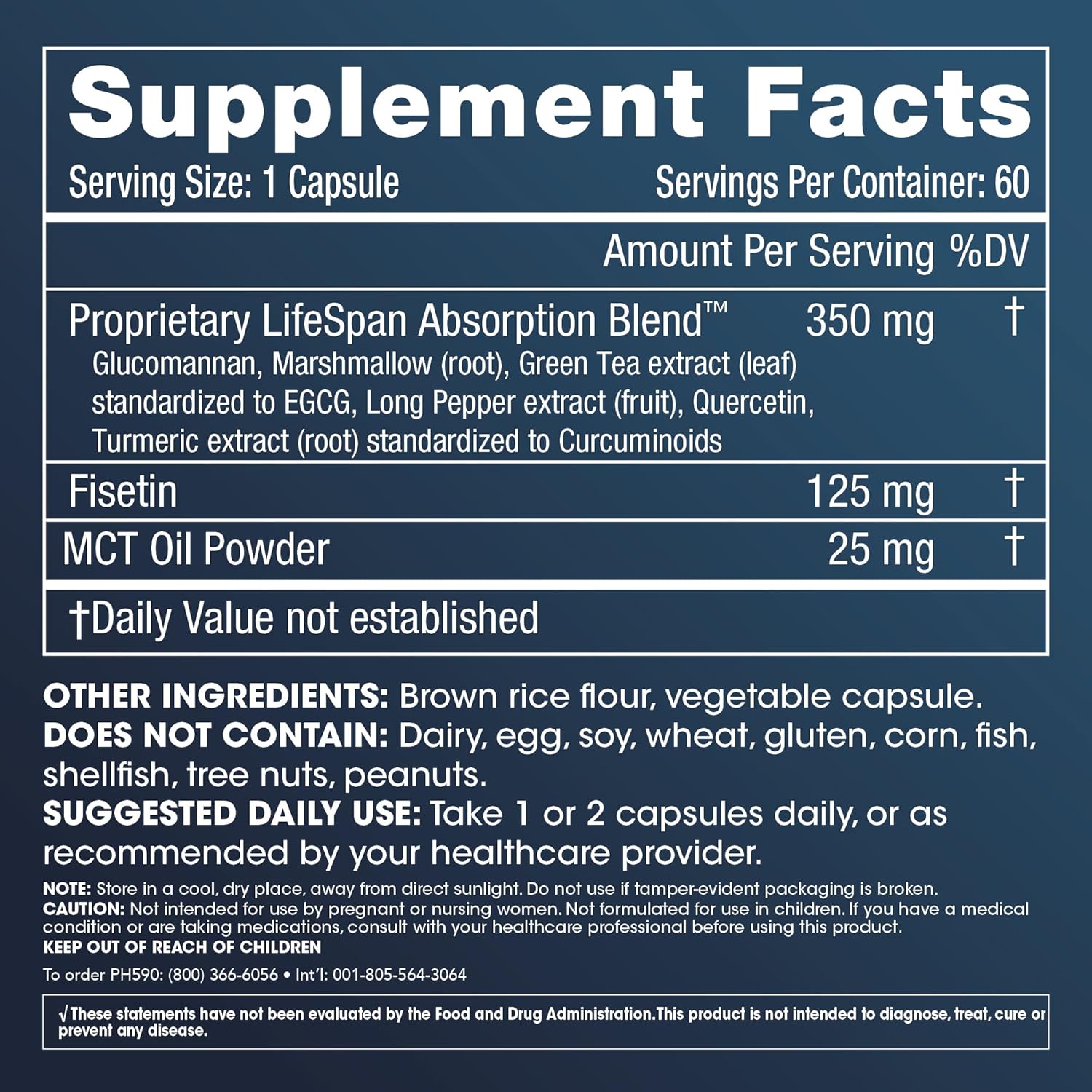 Highly Absorbable Fisetin Supplement with MCT Oil for Enhanced Antioxidant Benefits - 125mg X 60 Capsules, USA Made & 3rd Party Tested