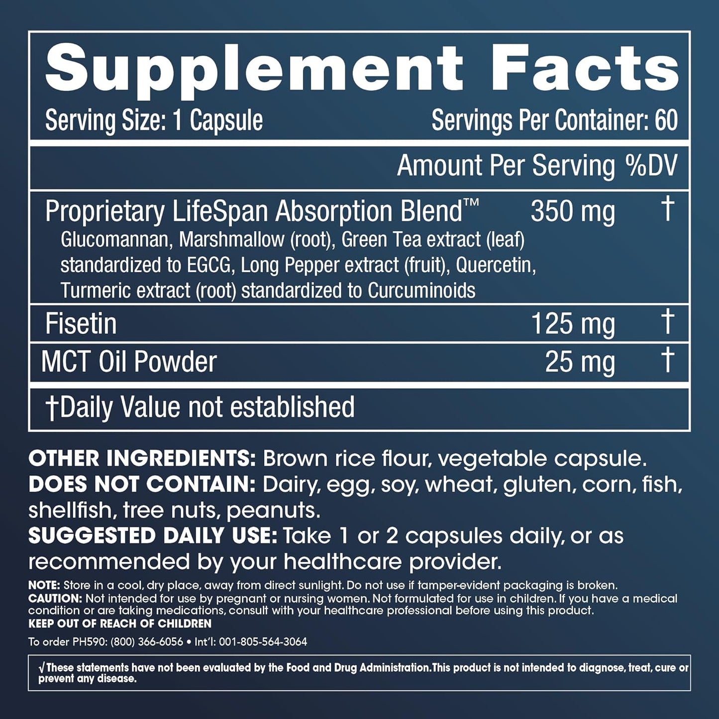 Highly Absorbable Fisetin Supplements with Powerful Antioxidant Benefits - 125mg X 60 Servings (3 Pack)